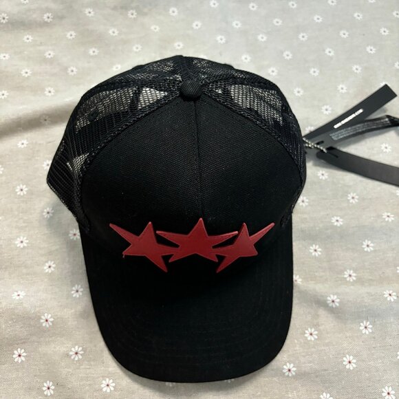 Amiri 3 Star Cotton Canvas Trucker Hat Black - Picture 1 of 5